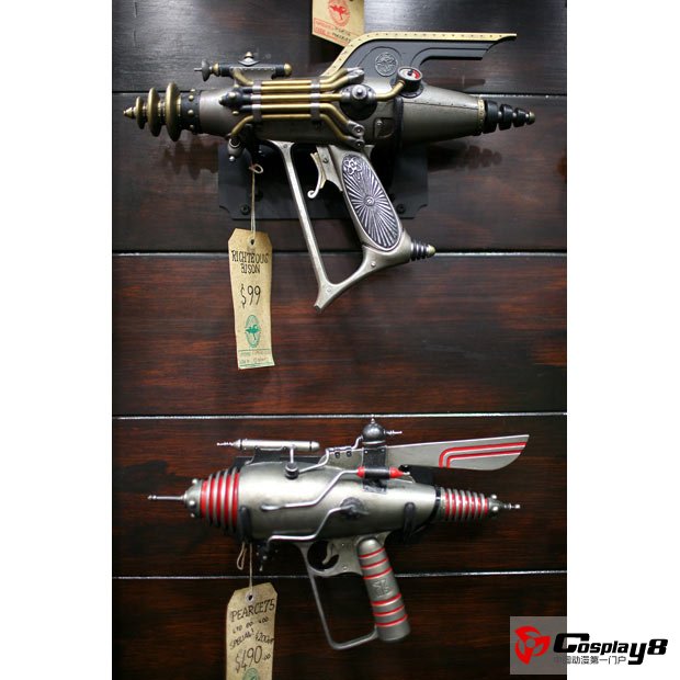 Toy laser guns on display at the Dr. Grordbort booth