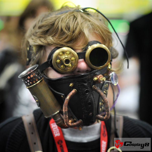 Hunter Todd, aged 12, wears a costume of the steam punk character 'Neodondres'