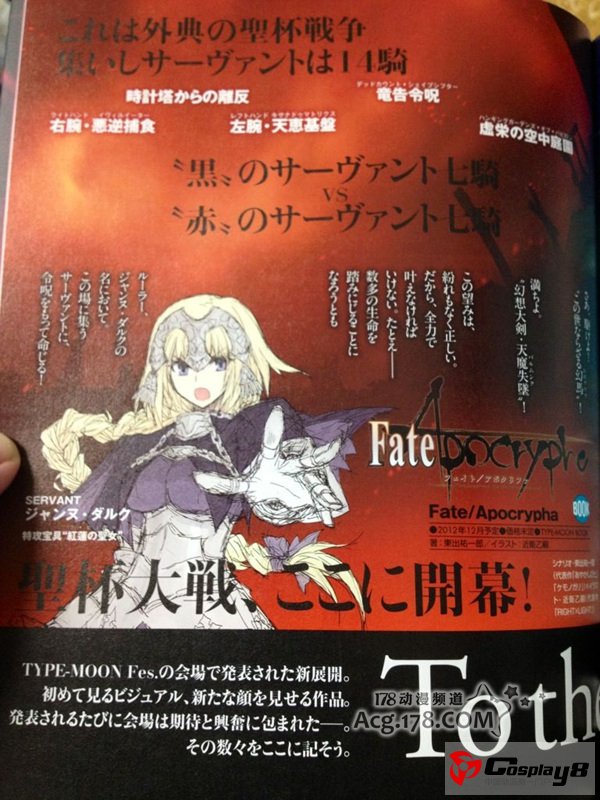 《Fate/Apocrypha》本作小说12月正式发售