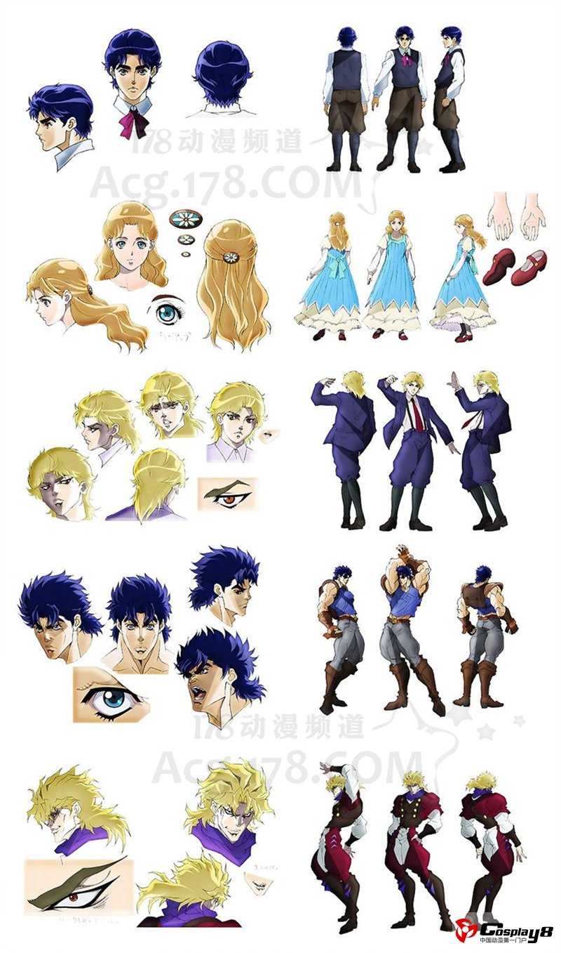 10月新番《JOJO奇妙冒险》曝光主要角色设定图