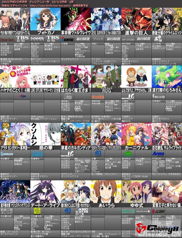 2013年春季新番大汇总